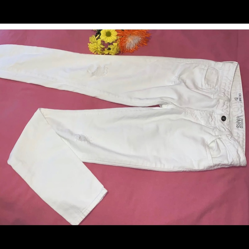 Vans Slim Skinny Leg White Denim Jeans Size 5/27